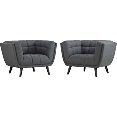 Bestow Gray 2 Piece Upholstered Fabric Arm Chair Set