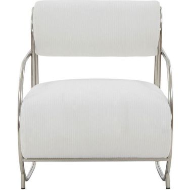 Bethann Metal Frame Accent Chair In White and Silver