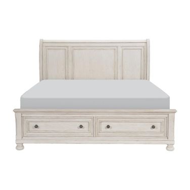 Bethel California King Platform Bed with Footboard Storage In White