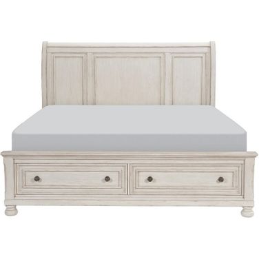 Bethel Eastern King Platform Bed with Footboard Storage In White