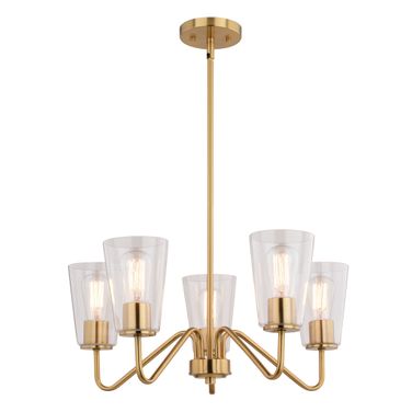 Beverly 23 Inch 5 Light Chandelier In Muted Brass