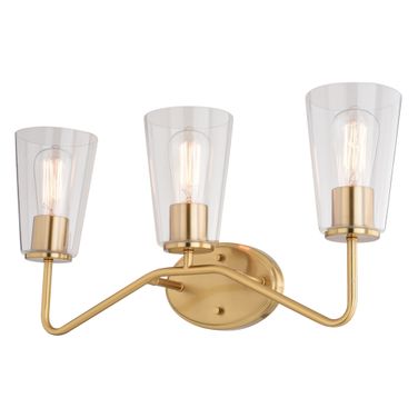 Beverly 3 Light Vanity In Muted Brass