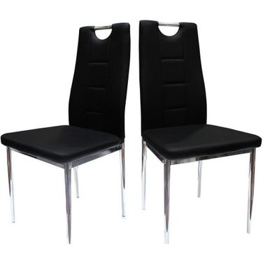 Beverly Faux Leather Upholstered Side Chair Set of 2 In Black
