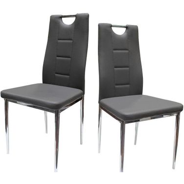 Beverly Faux Leather Upholstered Side Chair Set of 2 In Gray