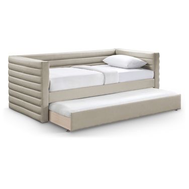 Beverly Vegan Leather Twin Daybed In Beige