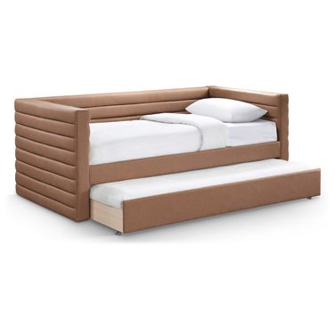 Beverly Vegan Leather Twin Daybed In Cognac