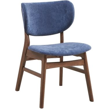 Bevis Side Chair Set of 2 In Walnut/Blue