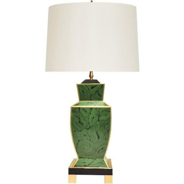 Bianca Malachite Hand Painted Urn Shape Tole Table Lamp