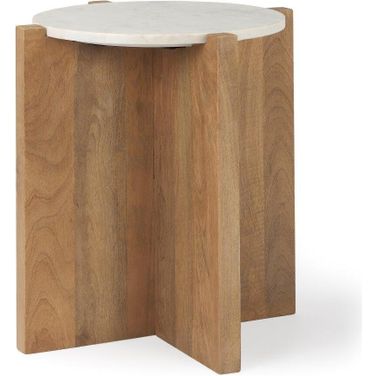 Bianca Wood And Marble Accent Table