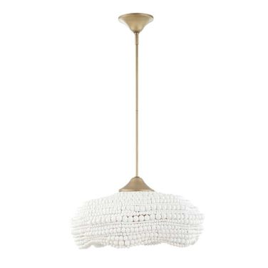 Biddeford 5 Light Beaded Pendant In Gold and White