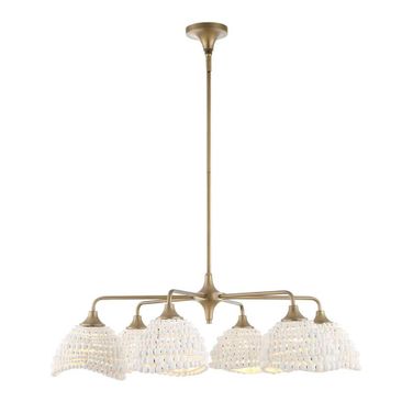 Biddeford 6 Light Beaded Pendant In Gold and White