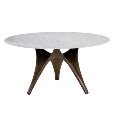 Bijon 59 Inch Bijon Dining Table In Matte White and Antique Bronze