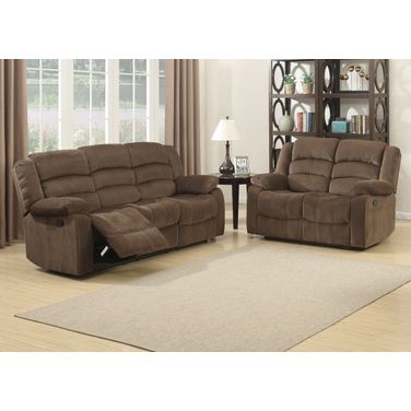Bill Contemporary Living Room Upholstery Sofa Set In Brown