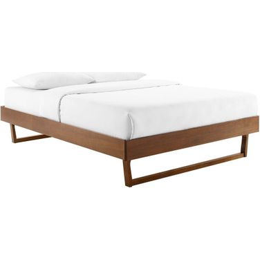 Billie King Wood Platform Bed Frame In Walnut
