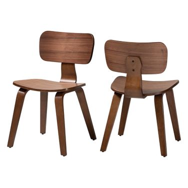 Billie Wood 2-Piece Dining Chair Set of 2 In Walnut Brown