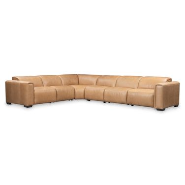Billings Leather Power Motion Sectional In Tan