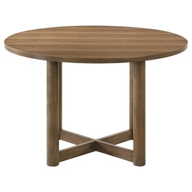 Crestmore 46 Inch Round Wood Dining Table In Walnut