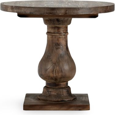 Biltmore Round End Table In Aged Brown