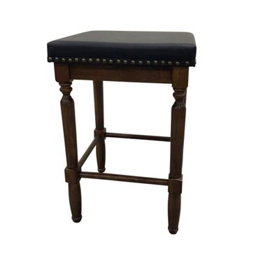 Biltmore Saddle Barstool - Set of 2 In Rustic and Black Upholstery