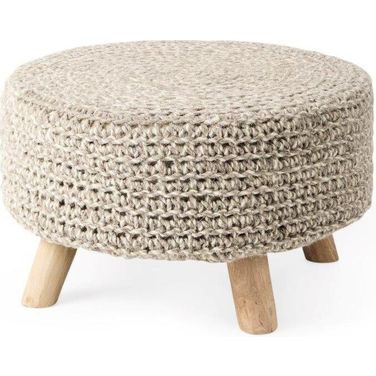 Bina Light Gray 4 Legged Wool Stool