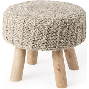 Bina Taupe 4 Legged Wool Stool
