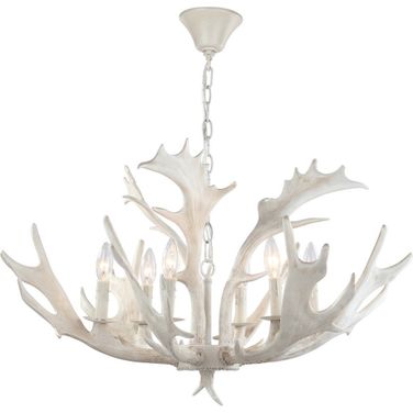 Birch White 30 Inch Dia Antler Chandelier