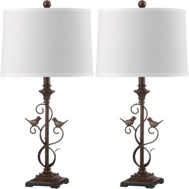 Birdsong Oil-Rubbed Bronze 28 Inch Table Lamp with White Shade