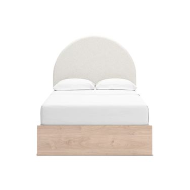 Birkmore Full Upholstered Panel Bed In Tan and White