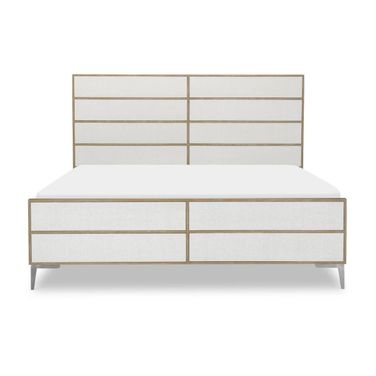 Biscayne Complete Rattan California King Panel Bed In Alabaster and Davis Pearl