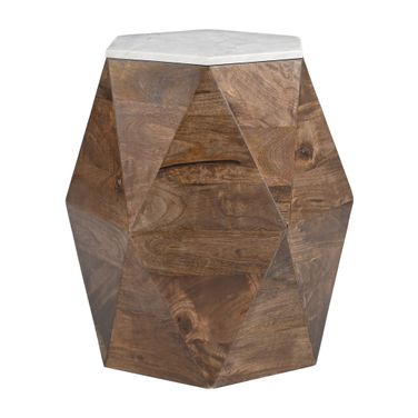 Bisel Side Table In Walnut and White