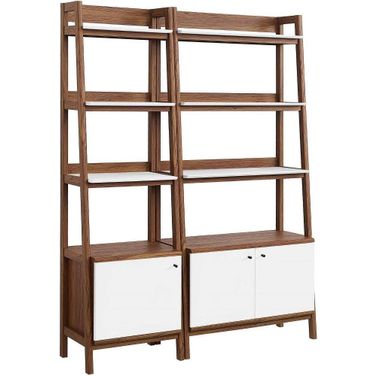Bixby Wood Bookshelves Set of 2 In Walnut White