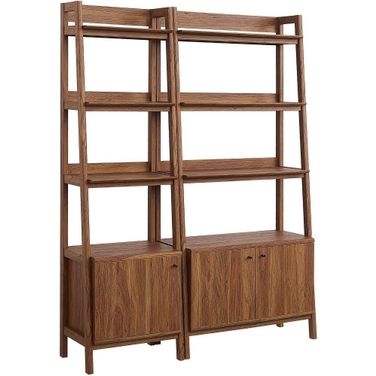 Bixby Wood Bookshelves Set of 2 In Walnut