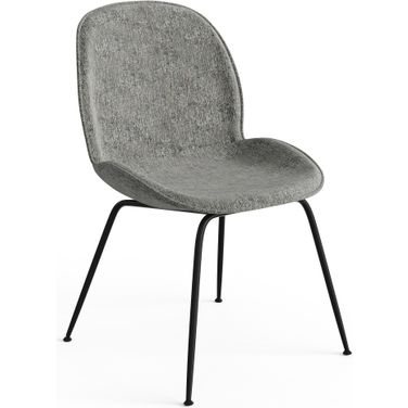 Biza Upholstered Fabric Side Chairs with Black Matte Finished Metal Legs Set of 2 In Grey