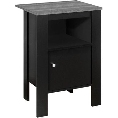 Black And Grey Top Nightstand With Storage