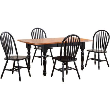 Black Cherry Selections Antique Black and Cherry 5 Piece Drop Leaf Extendable Dining Set