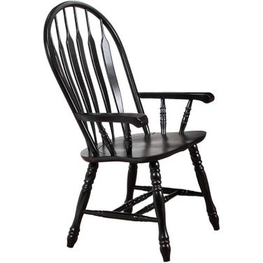 Black Cherry Selections Antique Black Comfort Dining Arm Chair