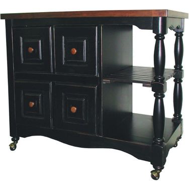 Black Cherry Selections Antique Black with Cherry Accents Regal Kitchen Cart