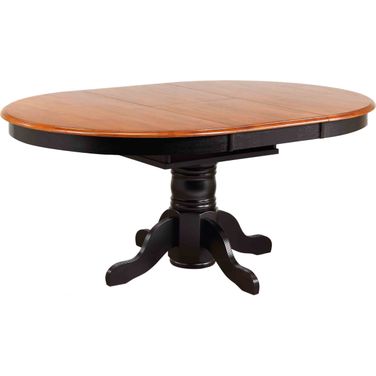 Black Cherry Selections 42 x 66 Inch Antique Black with Cherry Butterfly Top Pedestal Dining Table