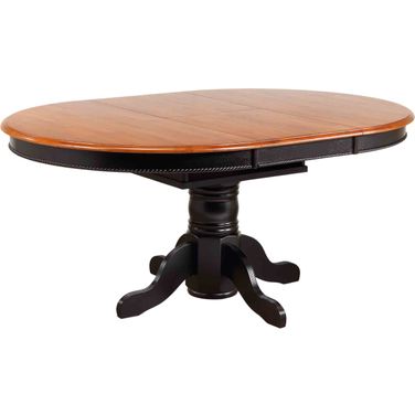 Black Cherry Selections 48 x 66 Inch Antique Black with Cherry Butterfly Top Pedestal Dining Table