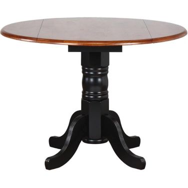 Black Cherry Selections Antique Black with Cherry Finish Top Round Drop Leaf Dining Table