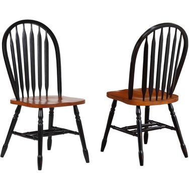 Black Cherry Selections Arrowback Dining Chair Set of 2 In Antique Black and Cherry
