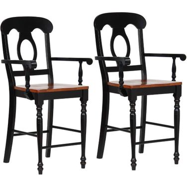 Black Cherry Selections Napoleon Barstool with Arms Set of 2