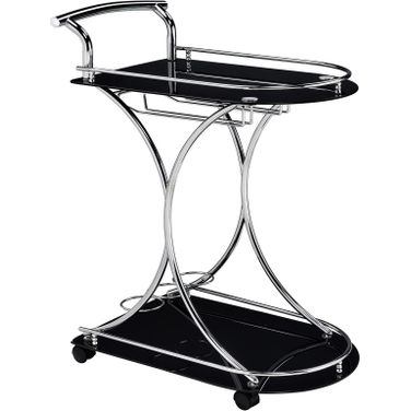 Elfman 2-shelve Serving Cart Chrome and Black