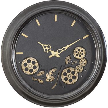 Black Round Gear Clock In Black