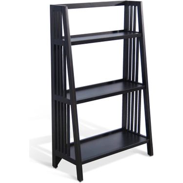 Black Walnut 48 Inch Folding Bookcase In Black