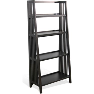 Black Walnut 60 Inch Folding Bookcase In Black