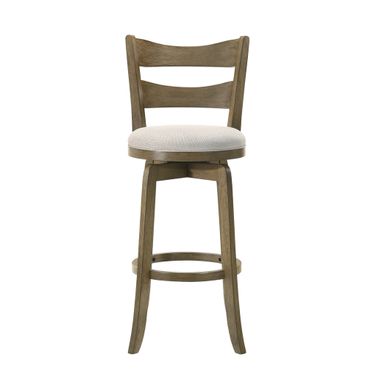 Blair 26 Inch Counter Height Rubberwood Swivel Barstool with Fabric Seat In Cream and Putty Brown