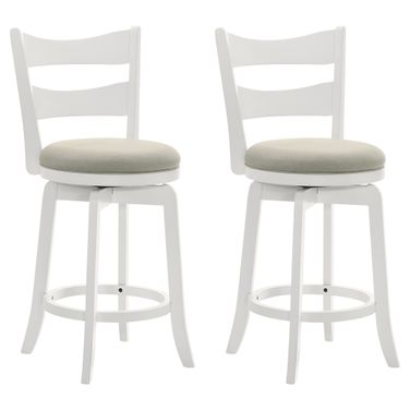 Blair 30 Inch Bar Height Swivel Barstool Set of 2 In Fog and Matte White