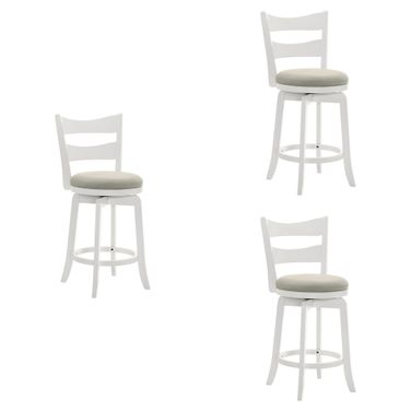 Blair 30 Inch Bar Height Swivel Barstool Set of 3 In Fog and Matte White