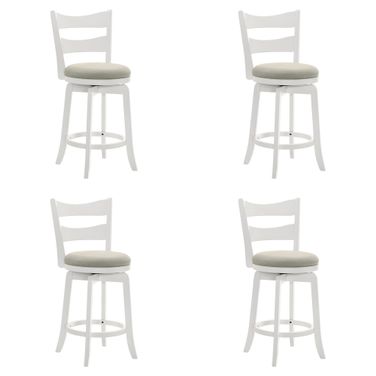 Blair 30 Inch Bar Height Swivel Barstool Set of 4 In Fog and Matte White